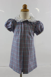 Maggie Dress Lace - Blue red plaid