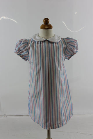 Maggie Dress - pink blue stripe