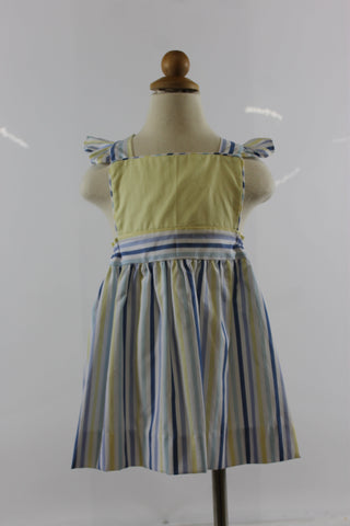 Mary dress - yellow peri stripe