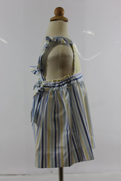 Mary dress - yellow peri stripe