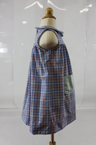 Adella Dress with Pocket - Aqua Blue Plaid