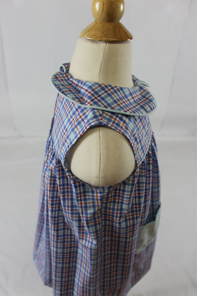 Adella Dress with Pocket - Aqua Blue Plaid