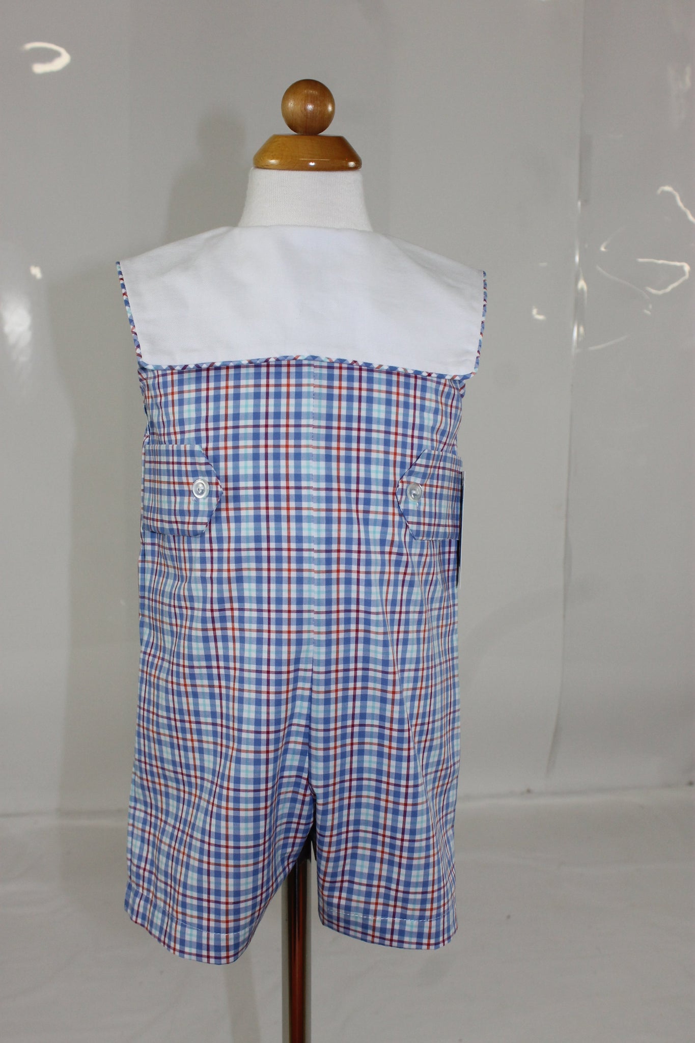 Bill Romper - Aqua Blue Plaid