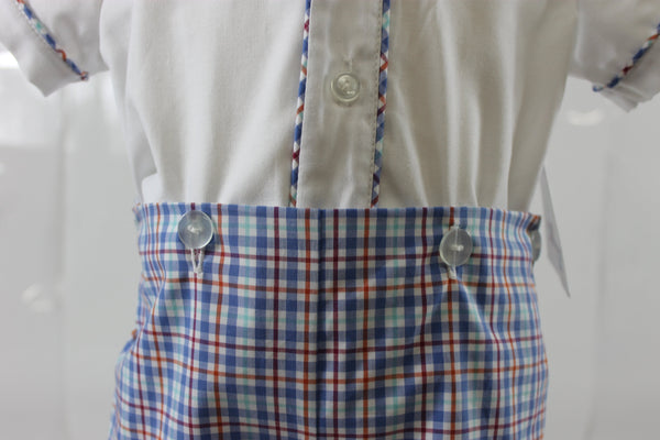 Peter Button on Short - Aqua Blue Plaid