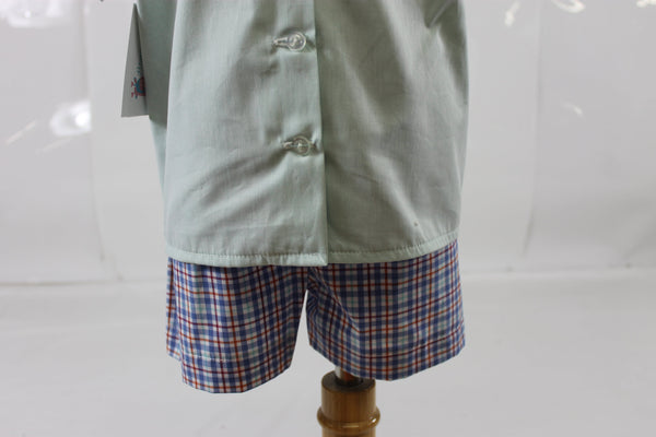 Tyler Boy Short Set - Aqua Blue Plaid