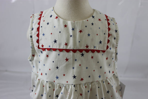 Movora Gril Ruffle Short with Trim - Blue Red Stars