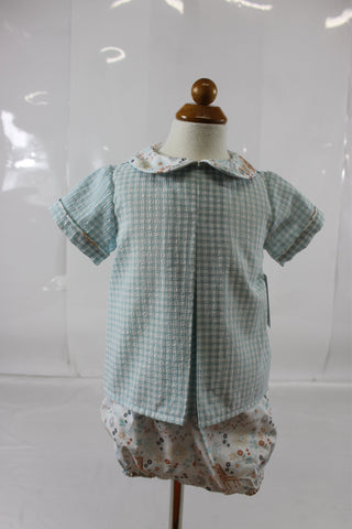 Diaper Boy Bloomer Set - Blue Check Seer