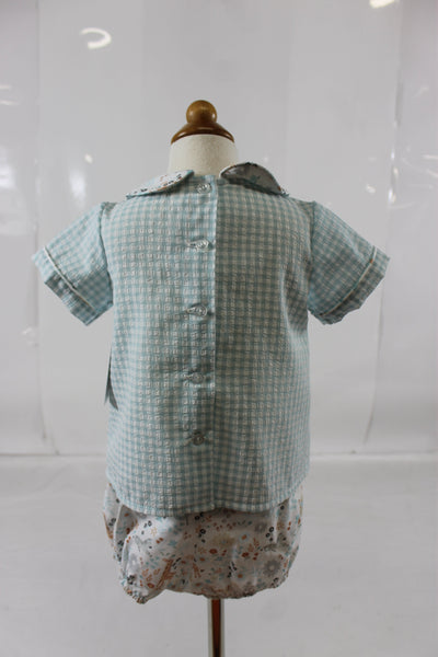 Diaper Boy Bloomer Set - Blue Check Seer