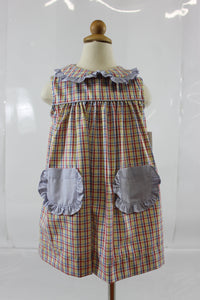 Adella Dress with Pocket - Multi Bright Plaid