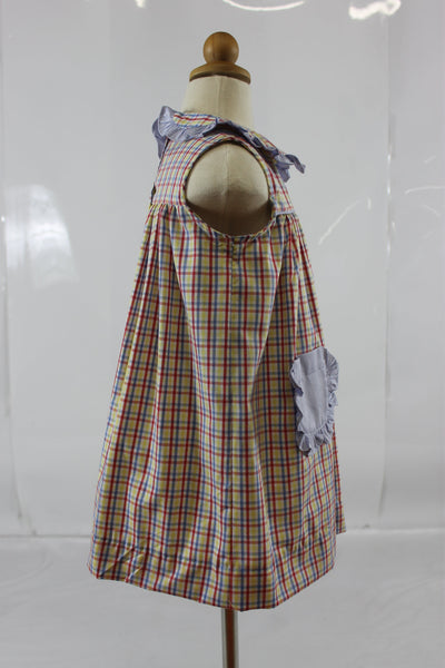 Adella Dress with Pocket - Multi Bright Plaid