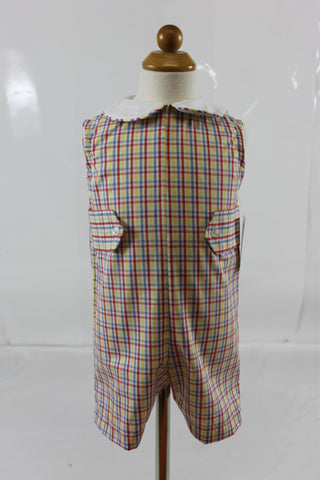 Bill Romper - Multi Bright Plaid