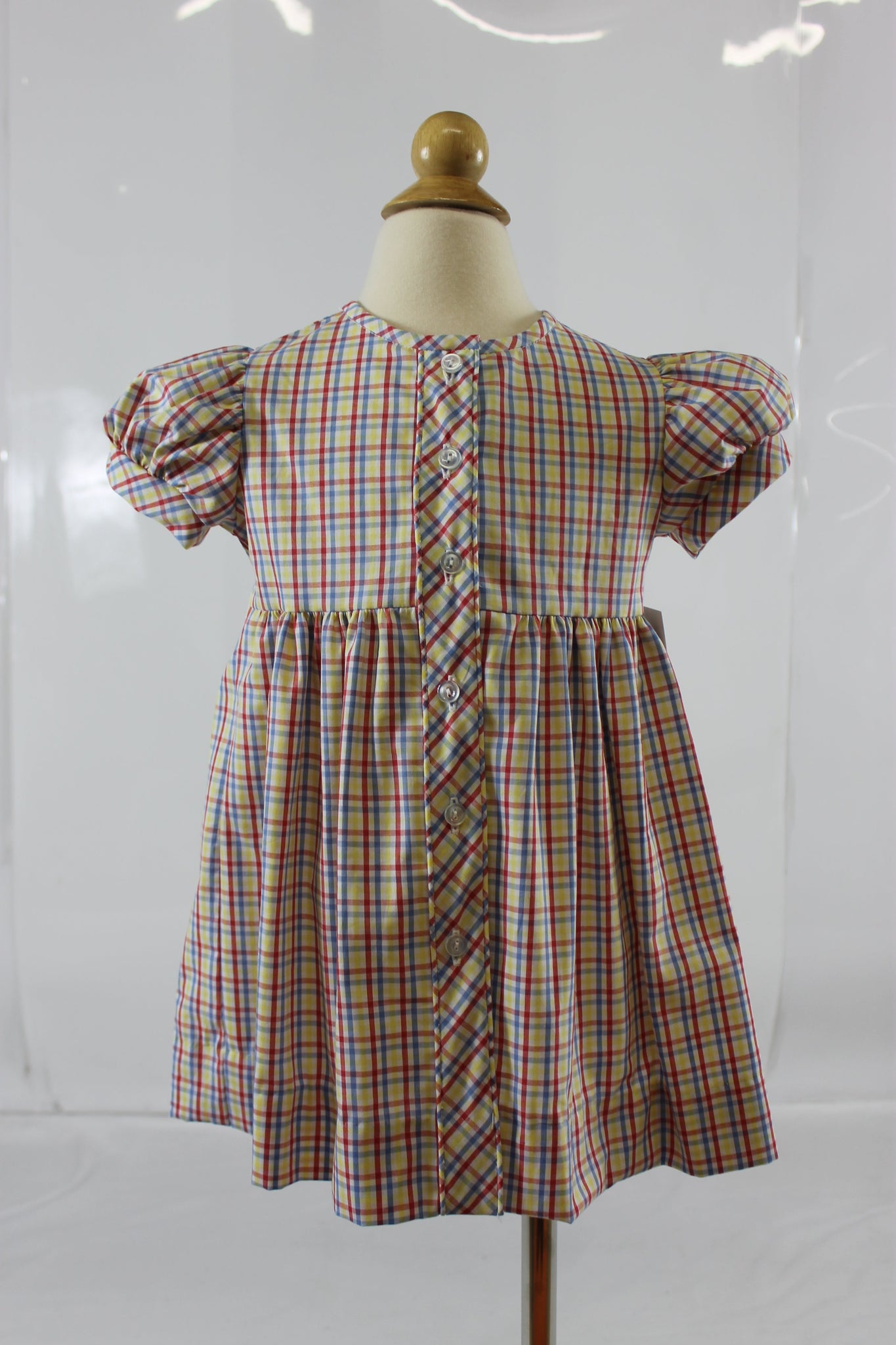 Clara Dress with Pipe - Multi Bright Plaid