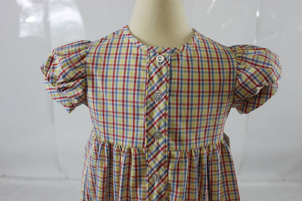 Clara Dress with Pipe - Multi Bright Plaid