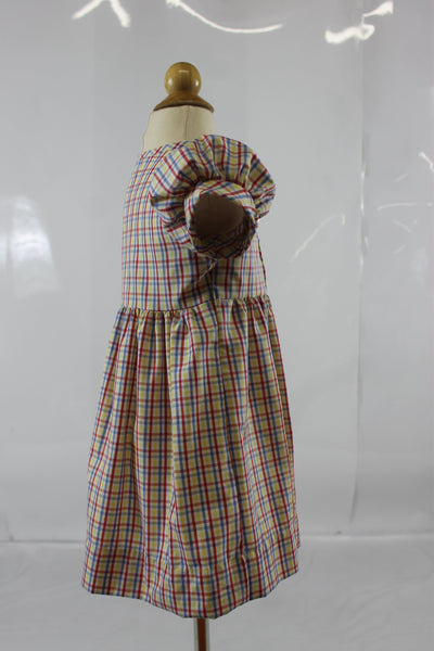 Clara Dress with Pipe - Multi Bright Plaid