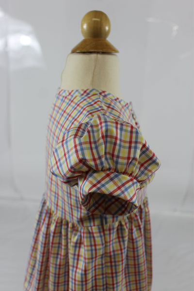 Clara Dress with Pipe - Multi Bright Plaid