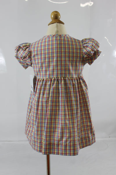 Clara Dress with Pipe - Multi Bright Plaid