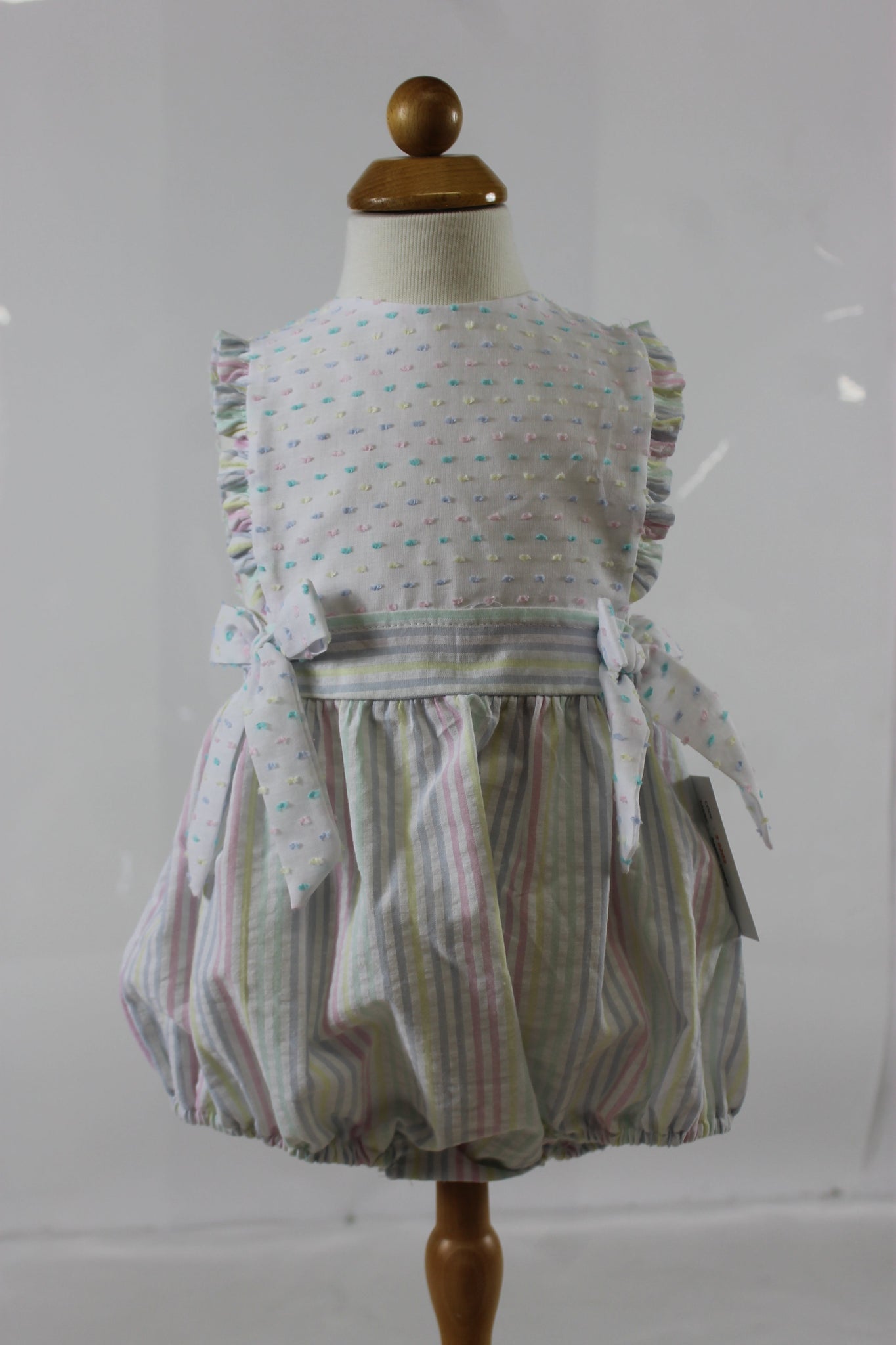 Elizabeth Bubble with Bow - Pastel Stripe