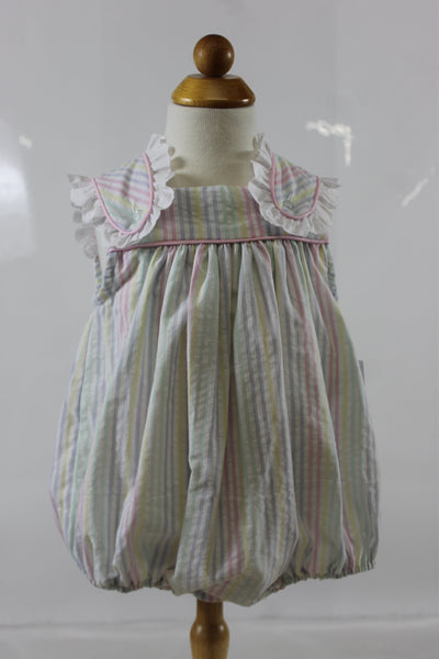 Haley Bubble with Lace - Pastel Stripe