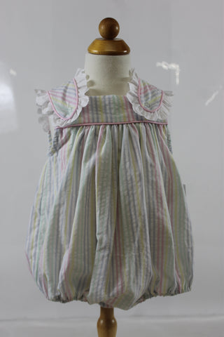 Haley Bubble with Lace - Pastel Stripe