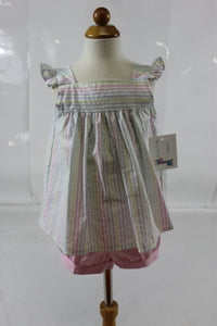 Perry top with ties Band Short - Pastel Stripe