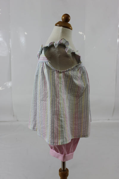 Perry top with ties Band Short - Pastel Stripe