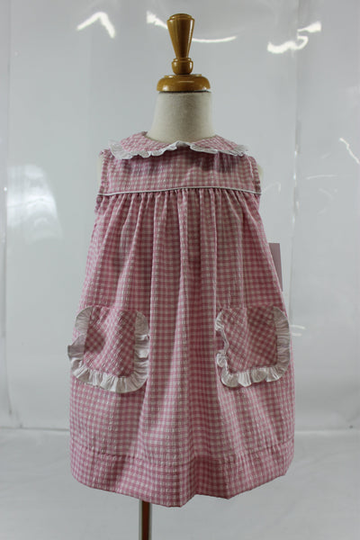 Adella Dress with Pocket - Pink Check Seer