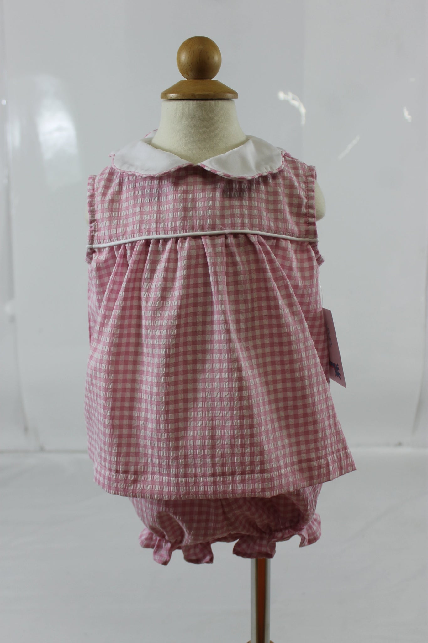 Caroline Bloomer Set - Pink Check Seer