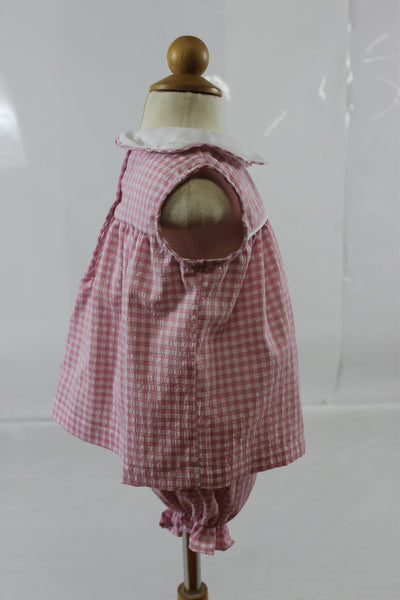 Caroline Bloomer Set - Pink Check Seer