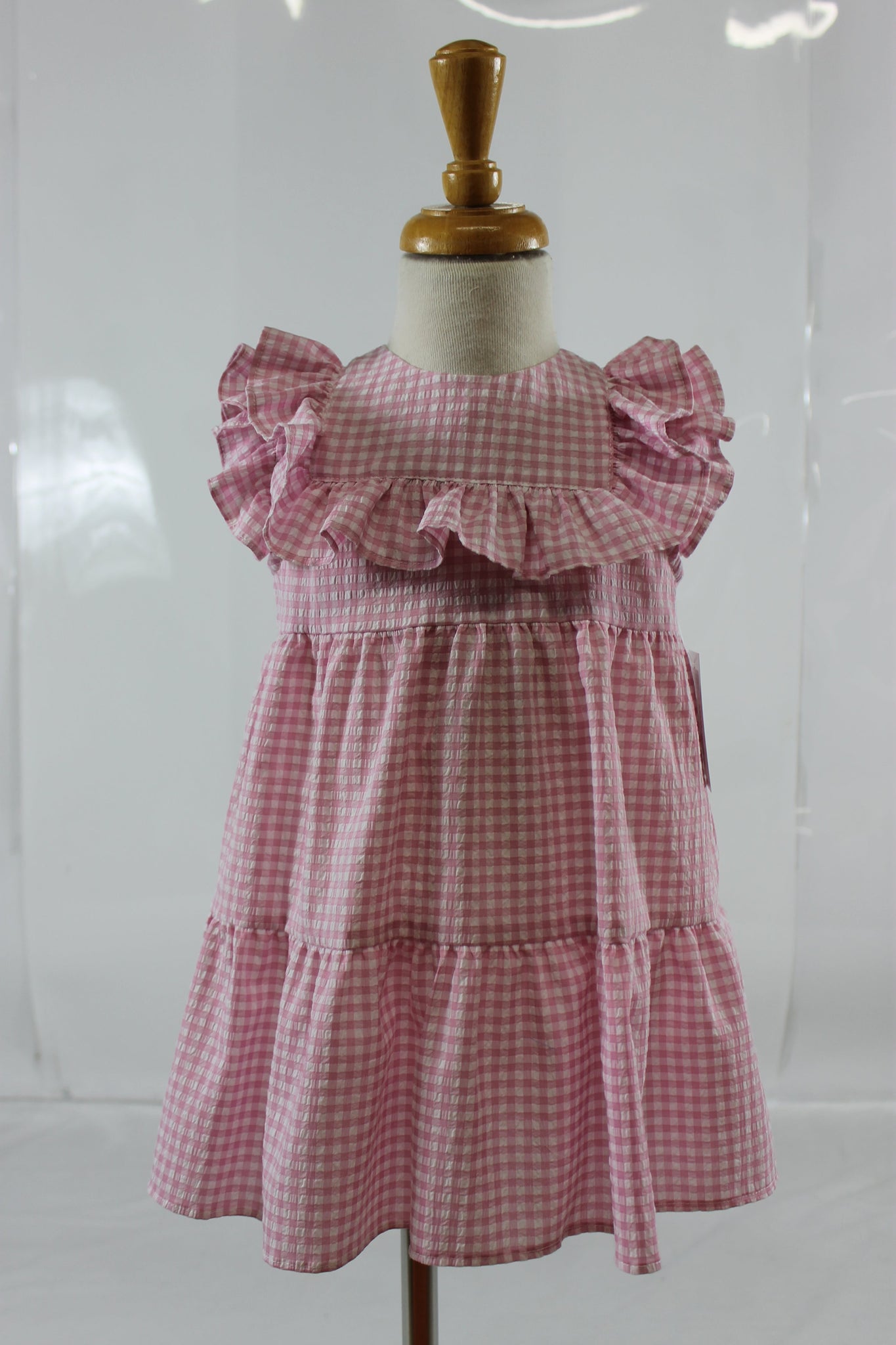 Movora Dress with Angel - Pink Check Seer