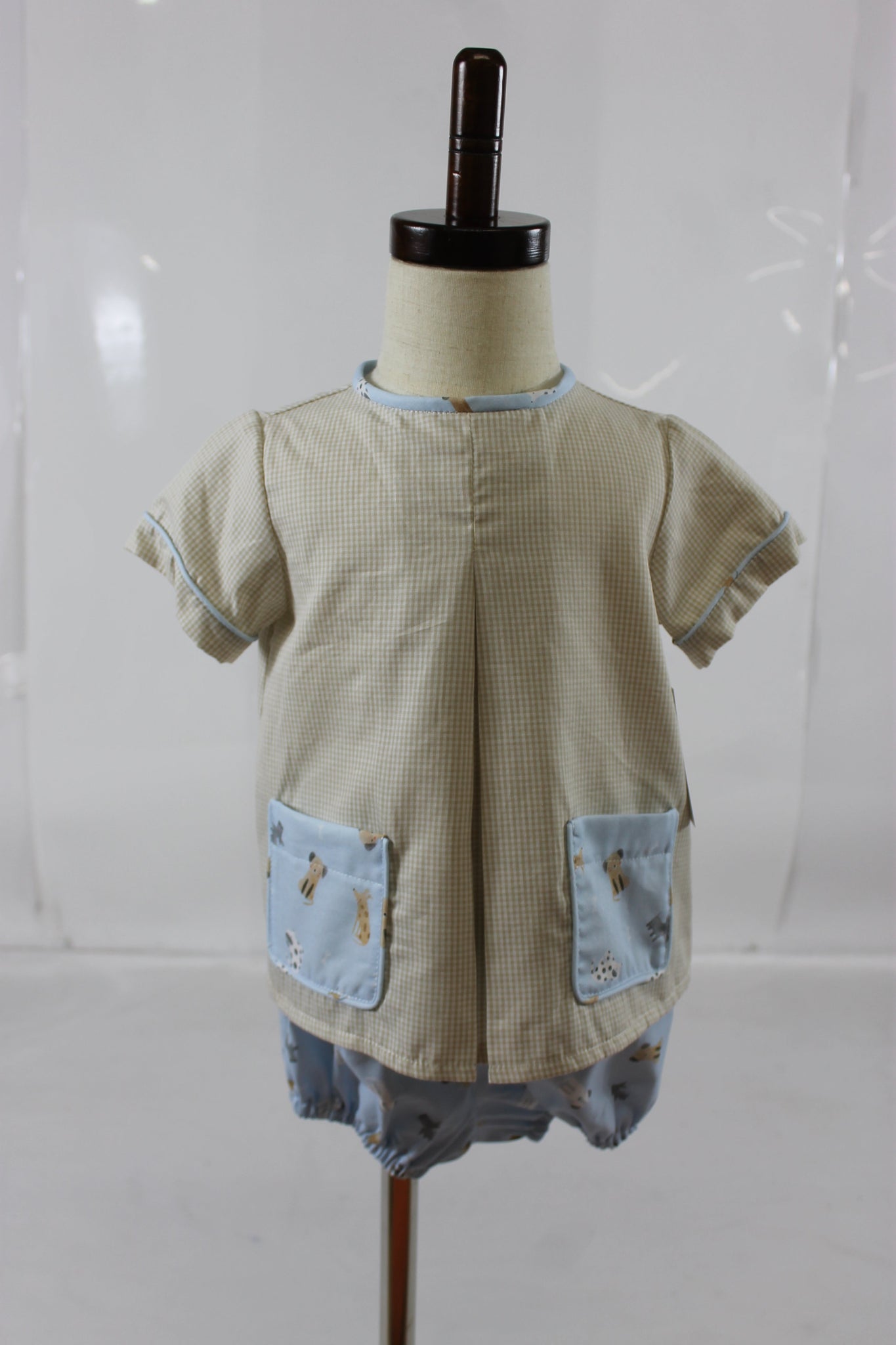 Diaper Boy Set S/S Bias Neck - Puppy