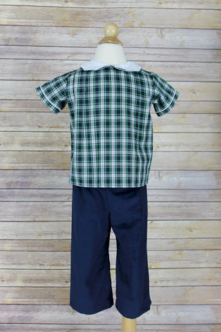 Mac Boy Set Plaid - White Navy Plaid