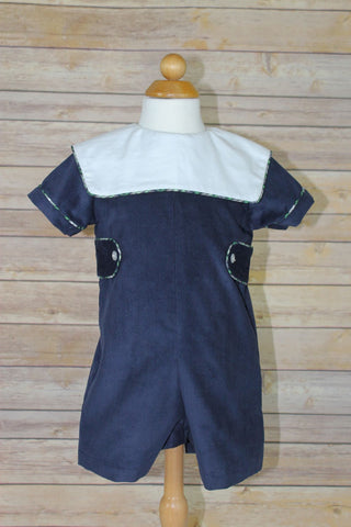 Bill Romper - Navy Corduroy