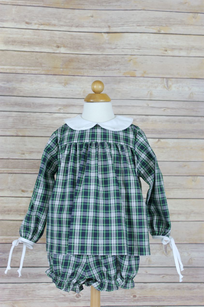 Anna Girl bloomer - Navy White Plaid