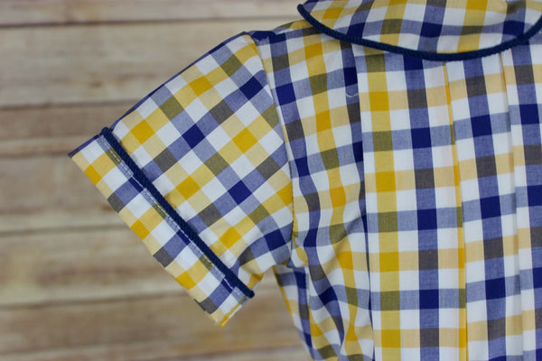 Aden Button On Short - Royal Gold Plaid