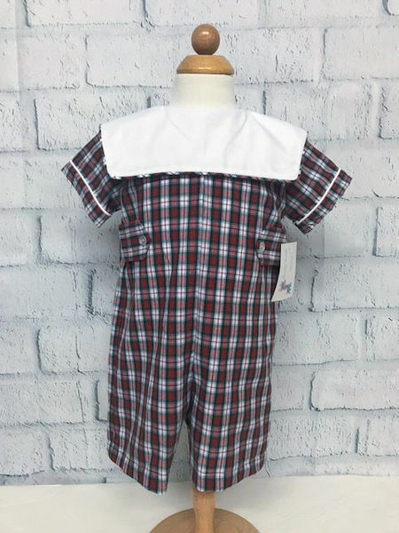 Bill Romper - Red Plaid - Anvy Kid