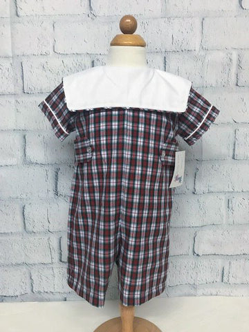 Bill Romper - Red Plaid - Anvy Kid